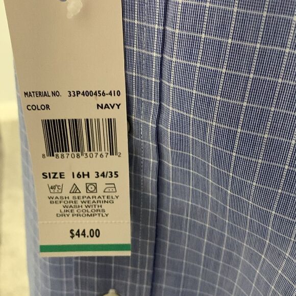 U.S. Polo Assn. 16 /16 1/2 34/35 blue & white check cuff & collar size Larg NWT - Picture 6 of 6